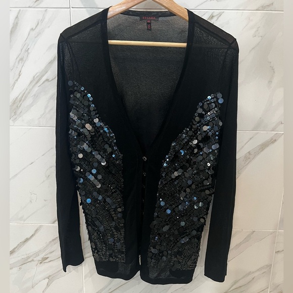 Escada sequin embellished cardigan sweater top - Picture 1 of 10